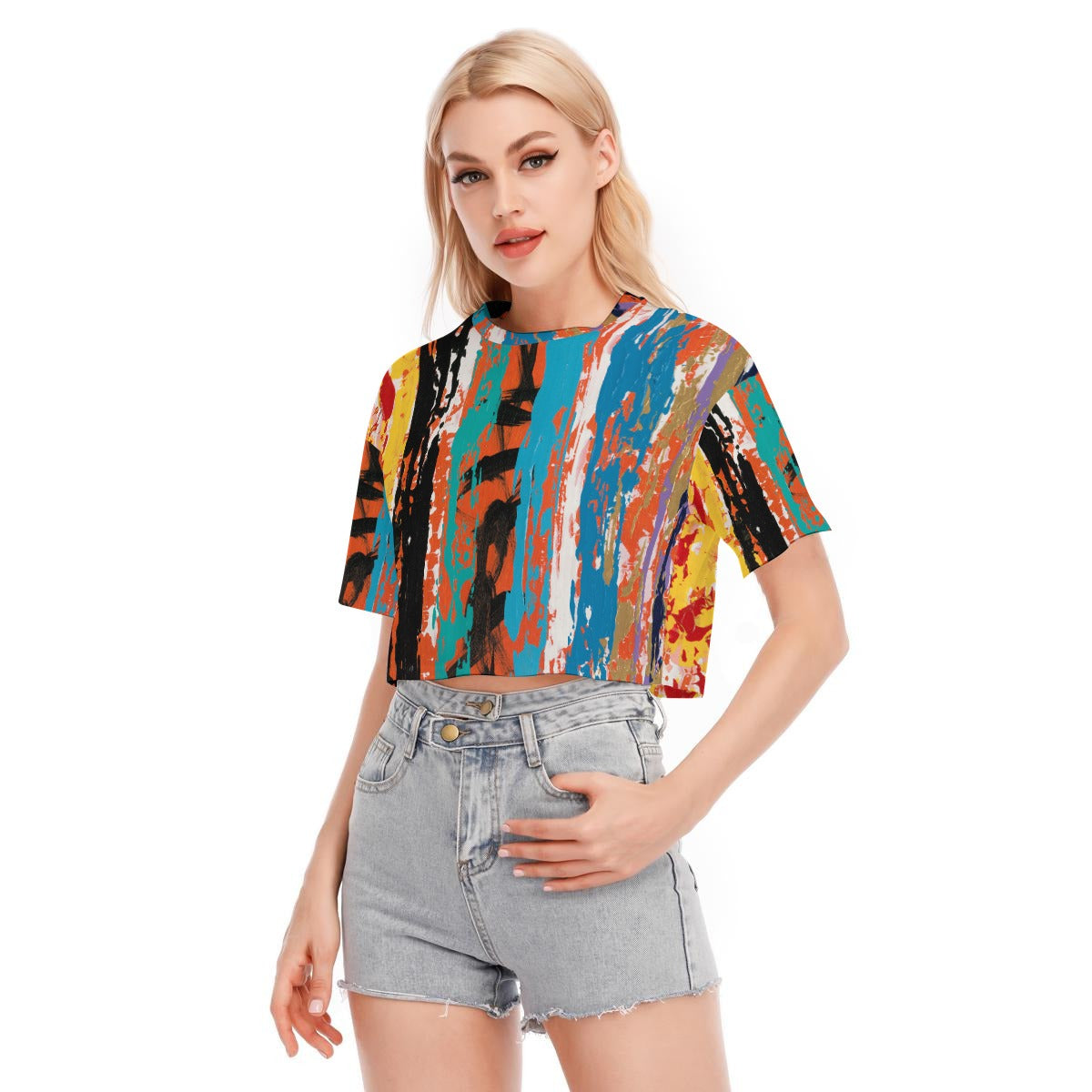 Visual Juju 2 All-Over Print Women's Cropped T-shirt Cotton