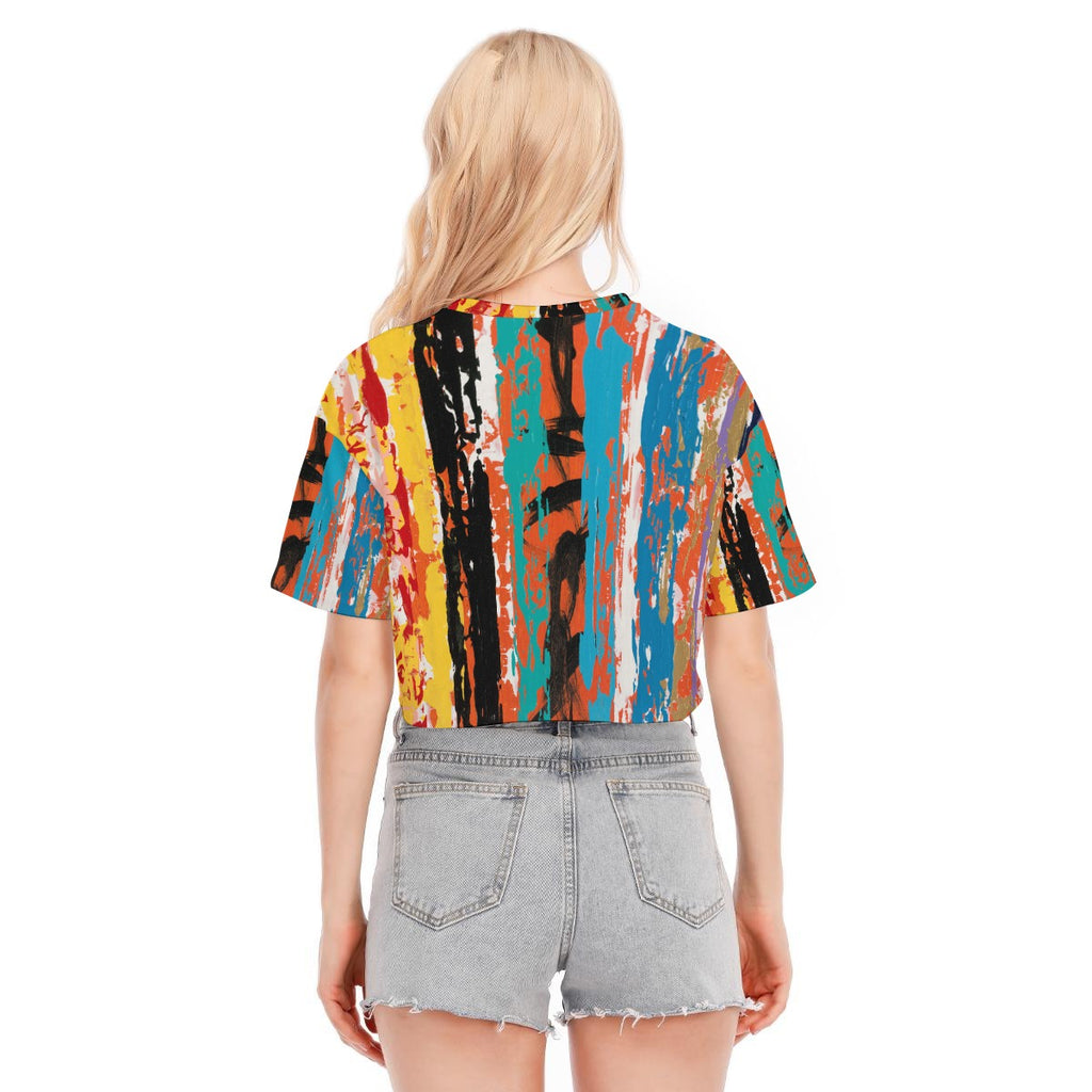 Visual Juju 2 All-Over Print Women's Cropped T-shirt Cotton
