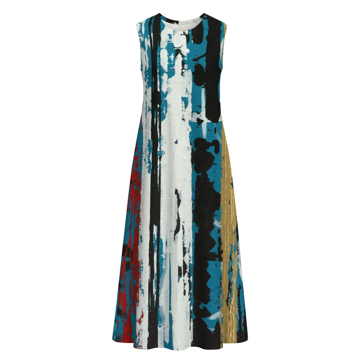 Visual Juju 1 All-Over Print Women's Sleeveless Dress With Pocket Slub Cotton