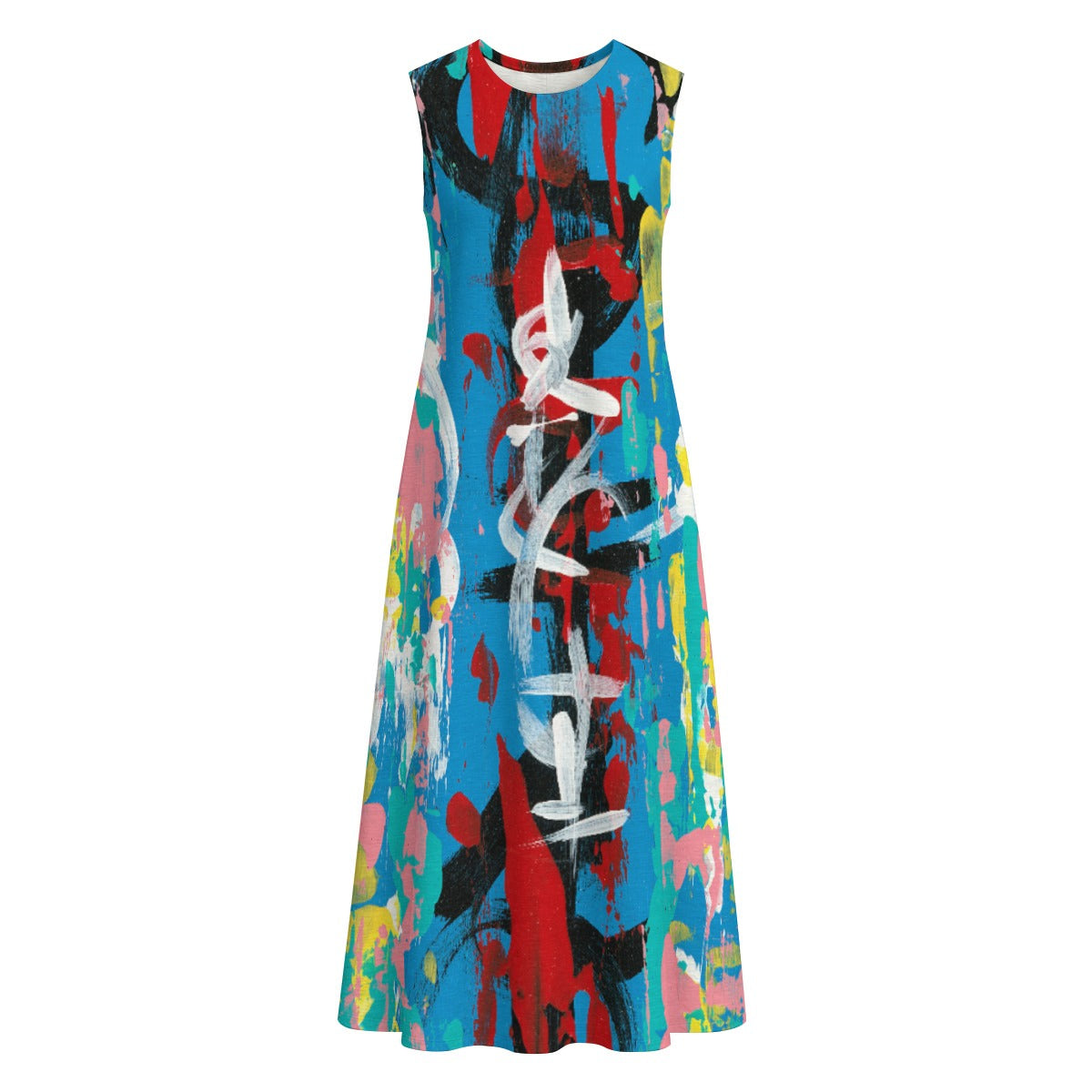 Visual Juju 4 All-Over Print Women's Sleeveless Dress With Pocket Slub Cotton