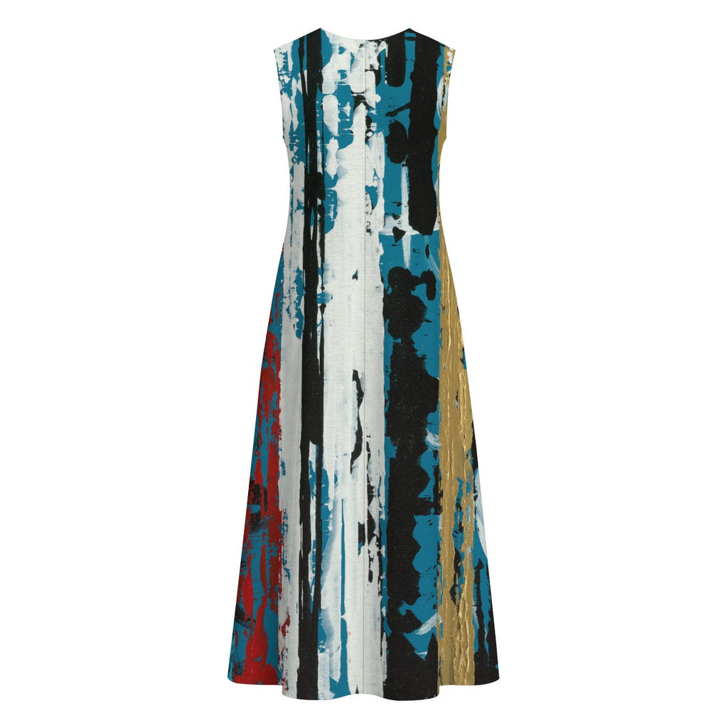 Visual Juju 1 All-Over Print Women's Sleeveless Dress With Pocket Slub Cotton