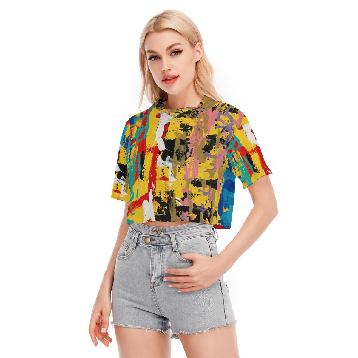 Visual Juju 3 All-Over Print Women's Cropped T-shirt Cotton