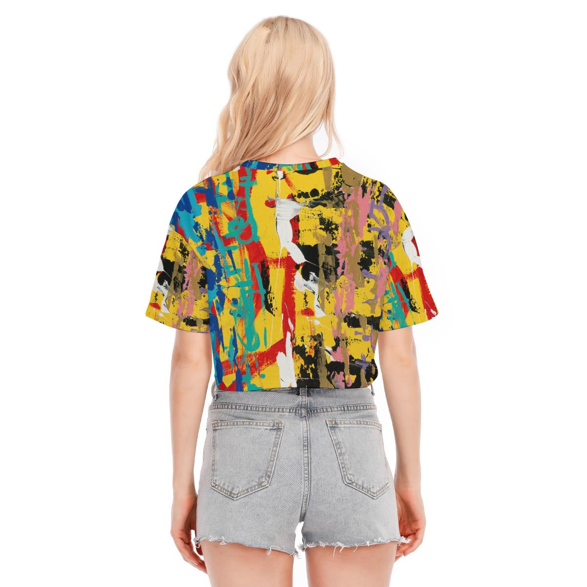 Visual Juju 3 All-Over Print Women's Cropped T-shirt Cotton