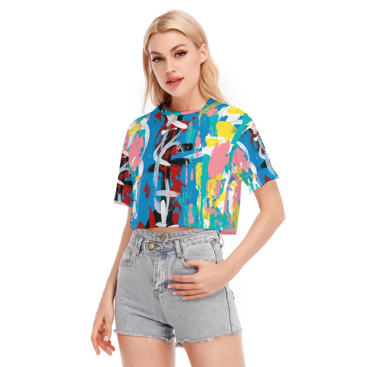 Visual Juju 4 All-Over Print Women's Cropped T-shirt Cotton