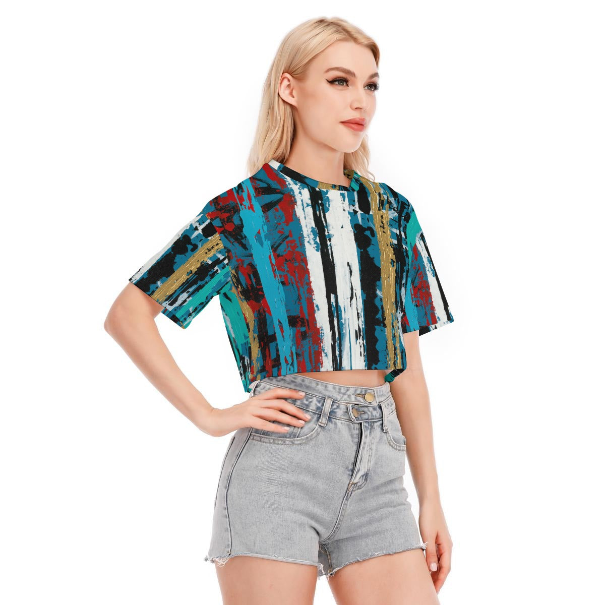 Visual Juju 1 All-Over Print Women's Cropped T-shirt  Cotton