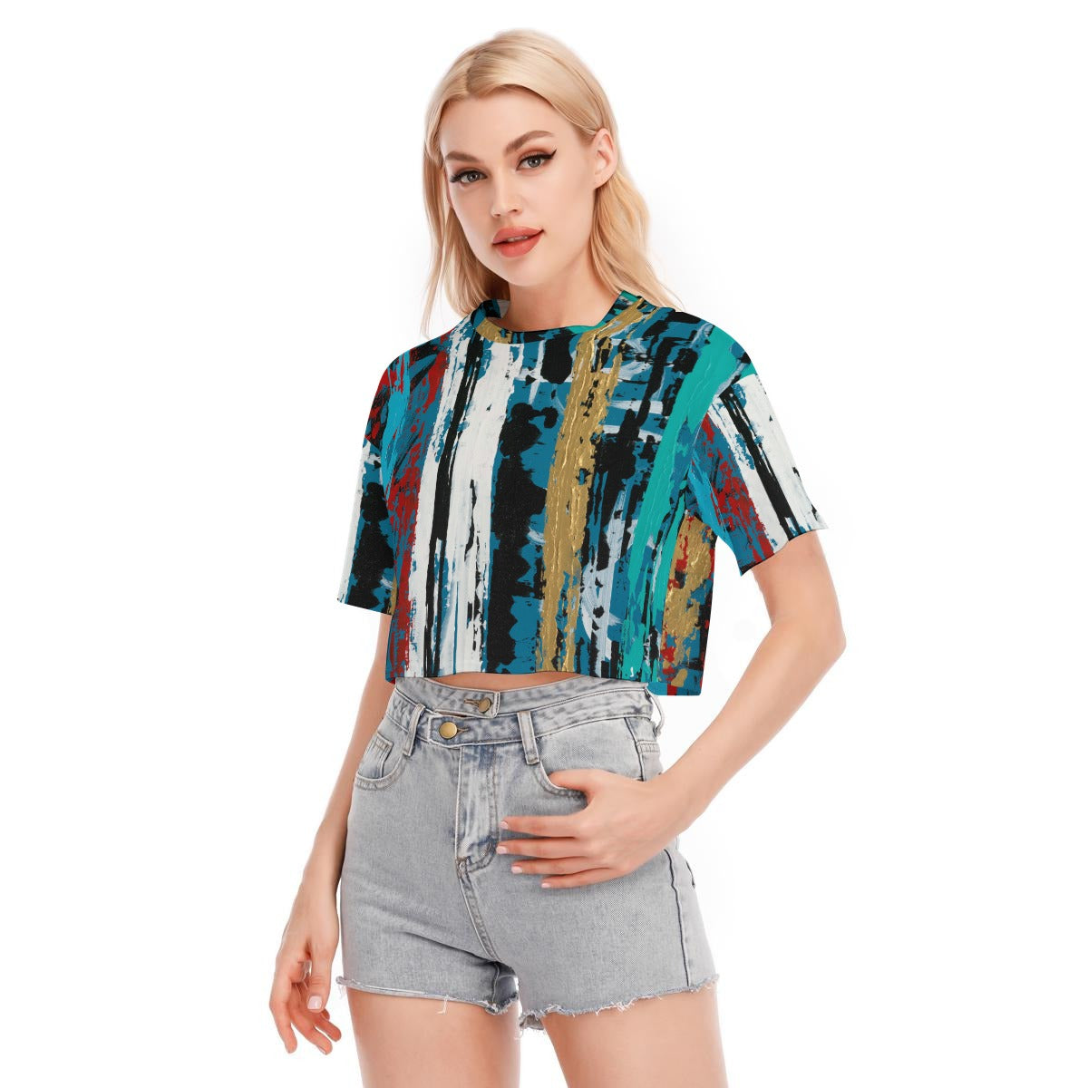 Visual Juju 1 All-Over Print Women's Cropped T-shirt  Cotton