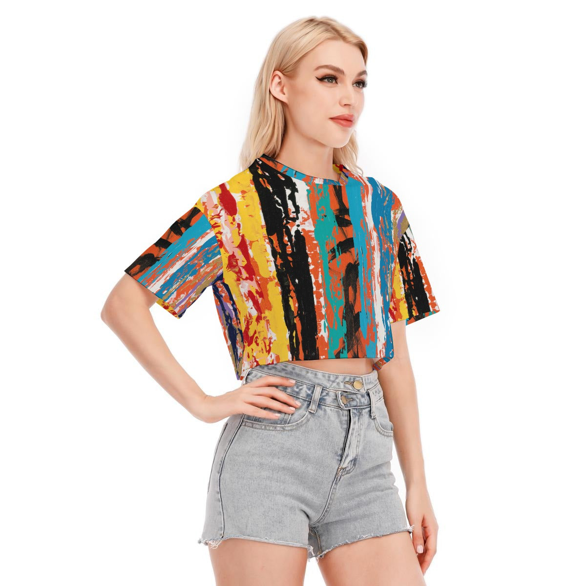 Visual Juju 2 All-Over Print Women's Cropped T-shirt Cotton