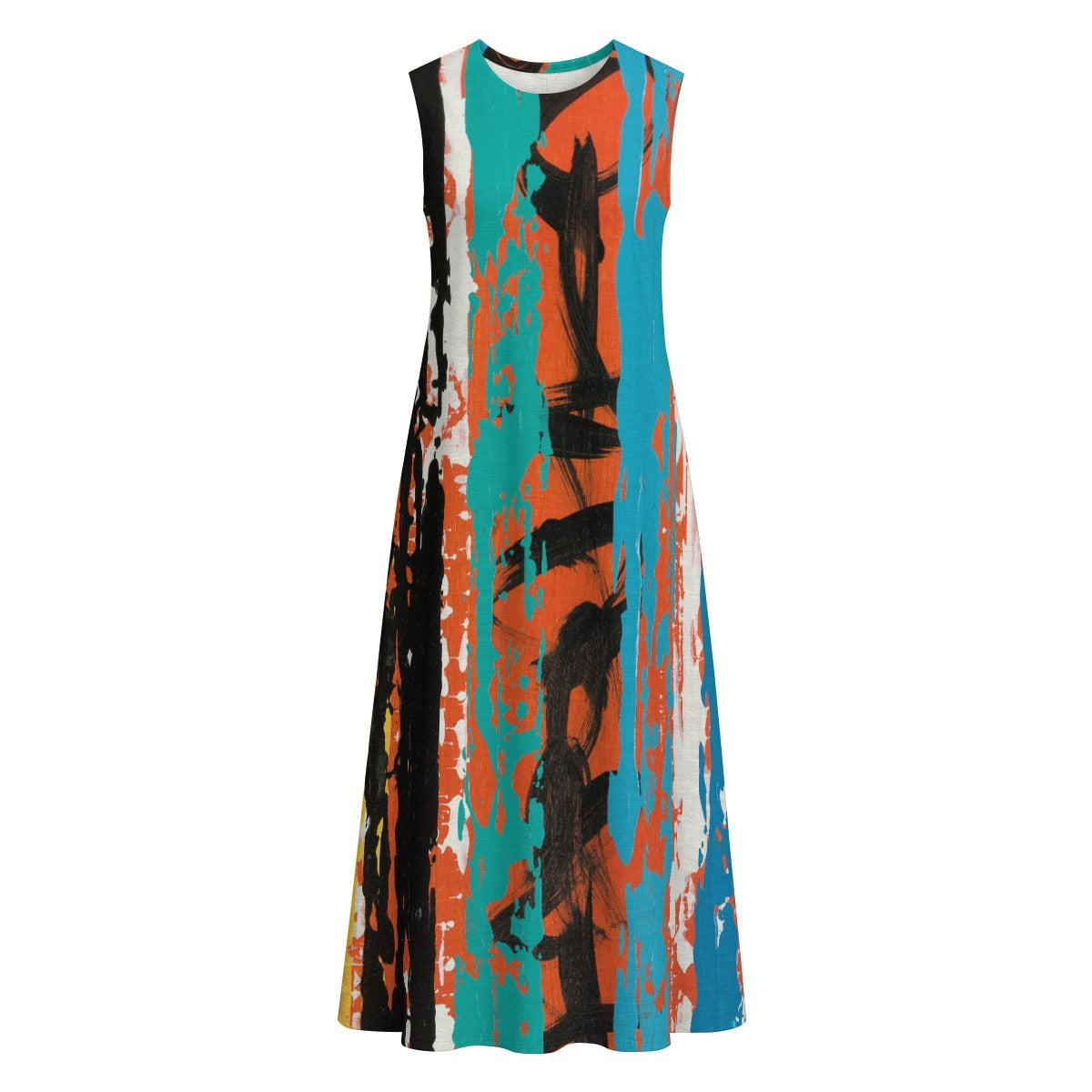 Visual Juju 2 All-Over Print Women's Sleeveless Dress With Pocket Slub Cotton