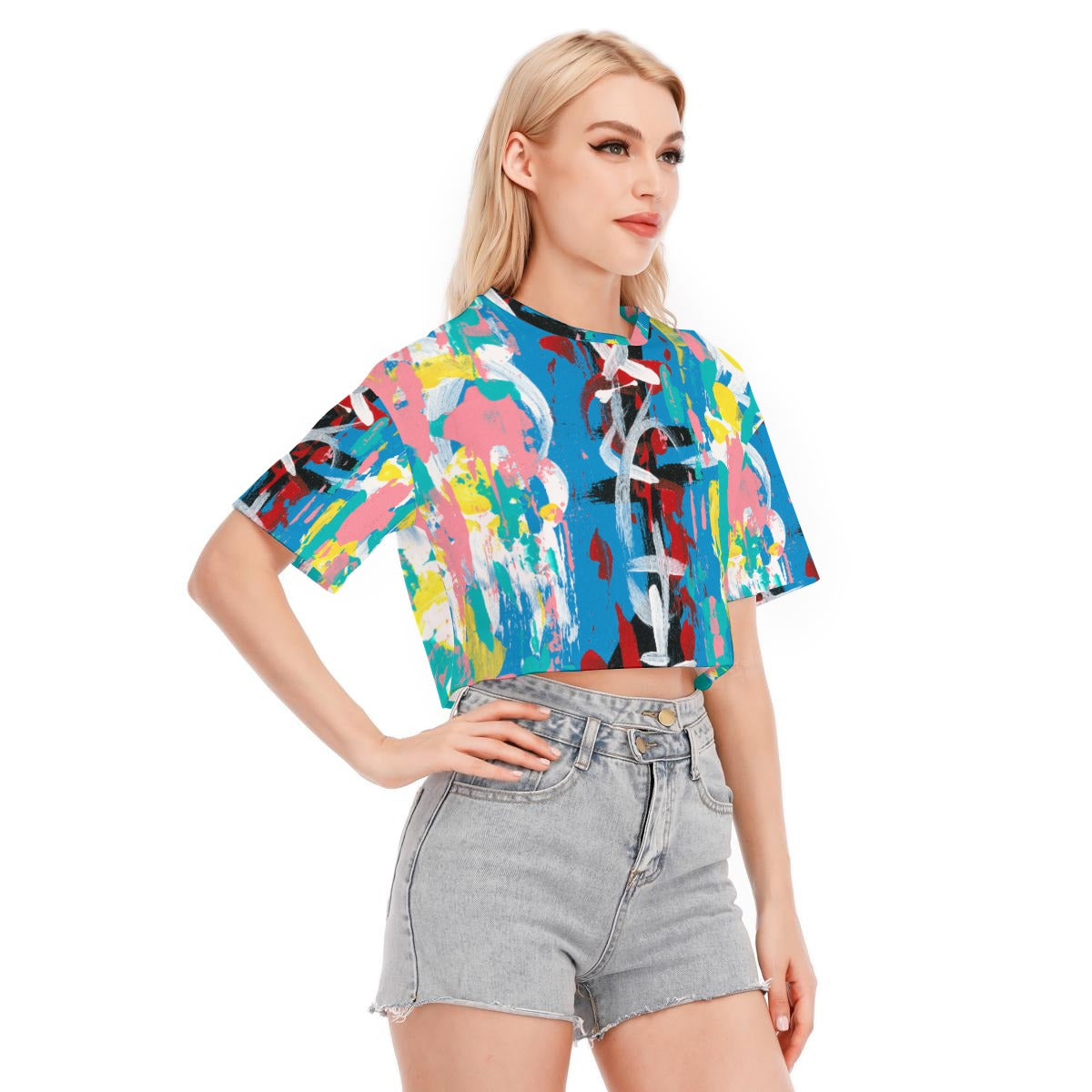 Visual Juju 4 All-Over Print Women's Cropped T-shirt Cotton