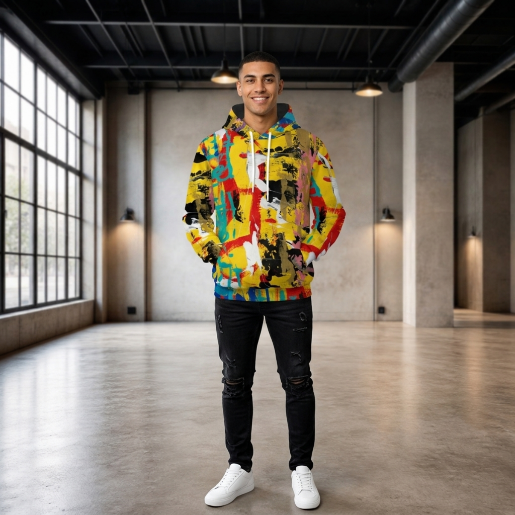 Visual Juju 3 All-Over Print Unisex Pullover Hoodie Cotton