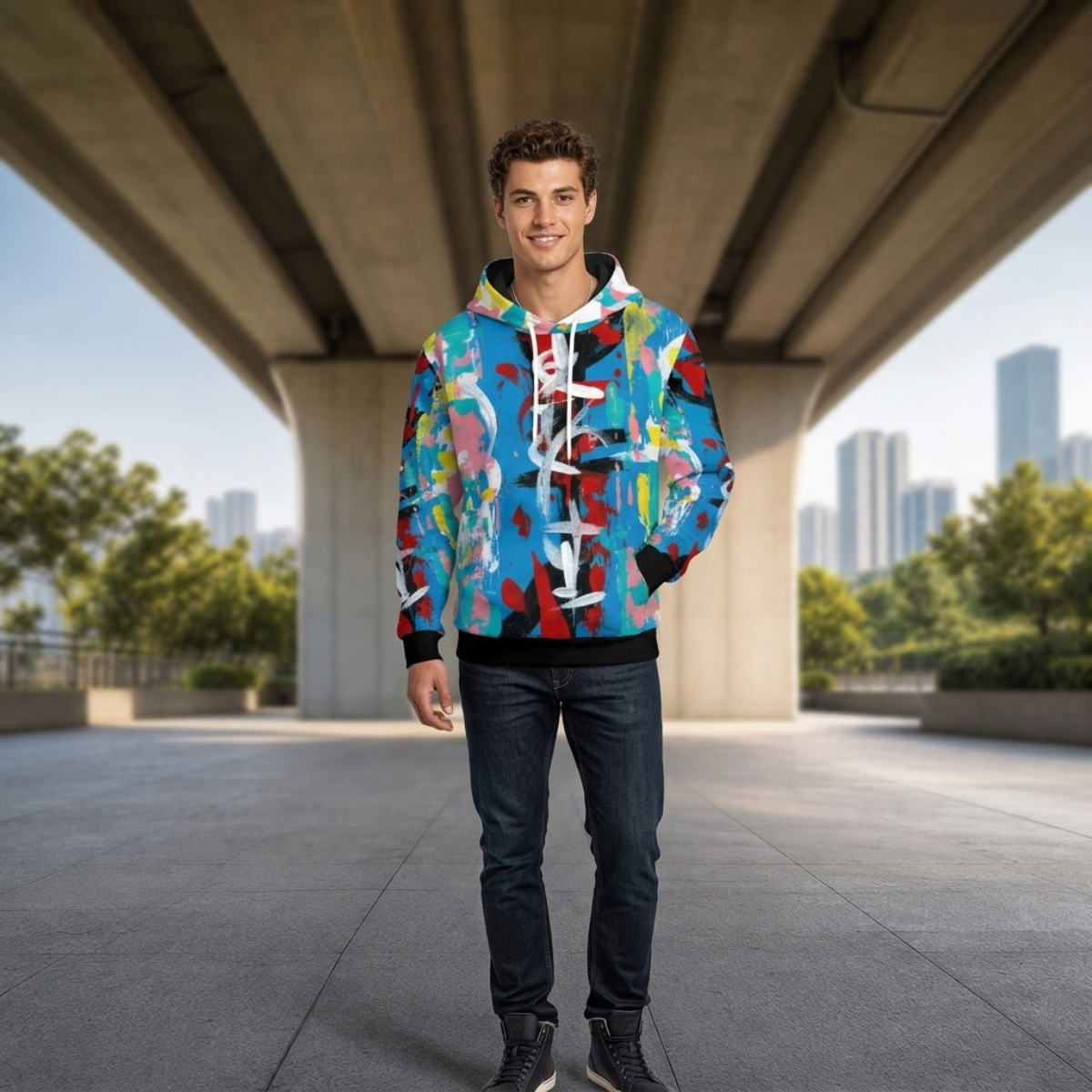 Visual Juju 4 All-Over Print Unisex Pullover Hoodie Cotton